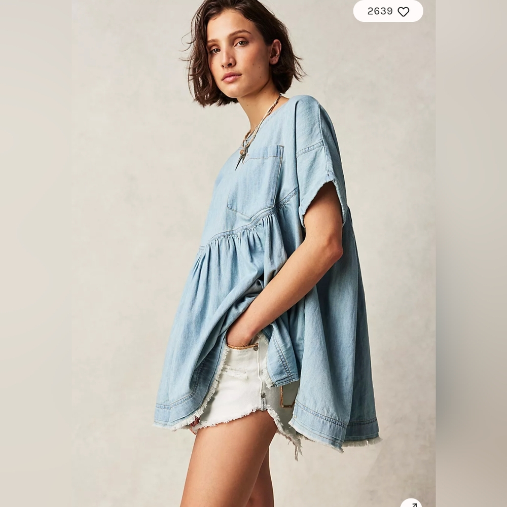 Free people moon city top denim